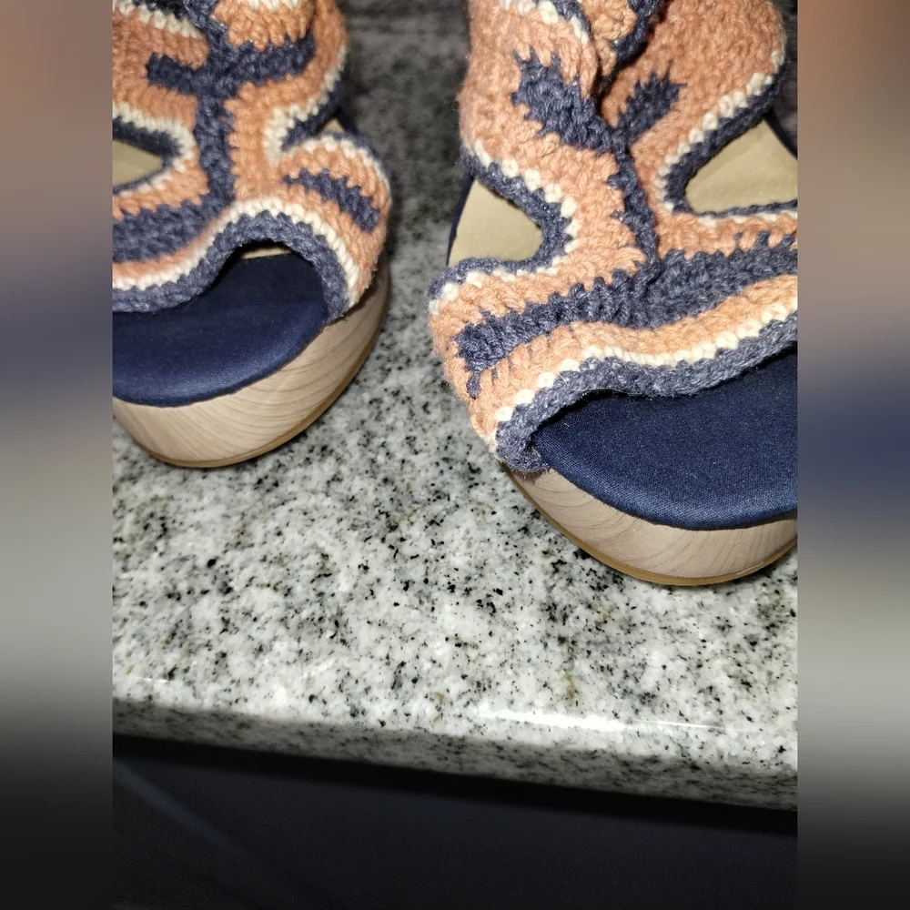 Lucky Brand size 8, new without box, macrame wedge high heel sandals